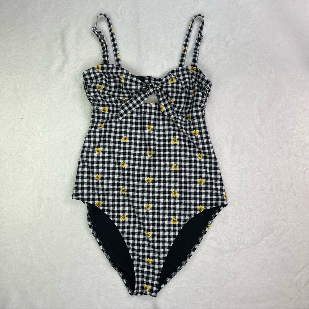 Old Navy One Piece Swimsuit Sunflower Black White Yellow Size Large